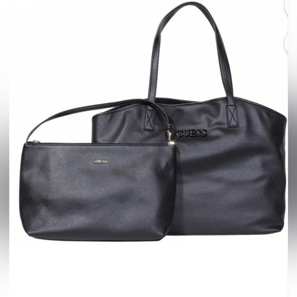 GUESS Elegant Black Tote and Pouch Set